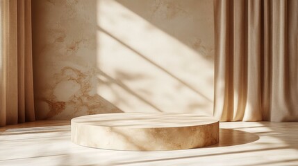 Beige Display Podium in Minimalist Interior