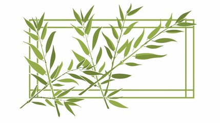 Elegant Bamboo Stalk with Leaves Line Art Vector Icon for Nature Designs