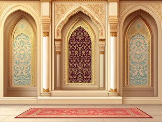 Obraz premium Ornate Archway Interior With Intricate Designs And Rug