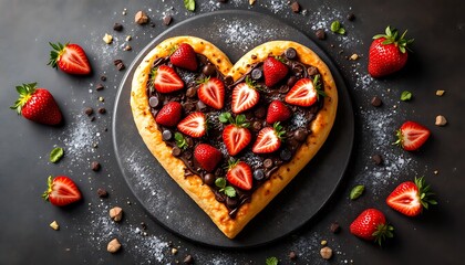 Heart-Shaped Chocolate Pizza with Strawberries: A Romantic Dessert Delight