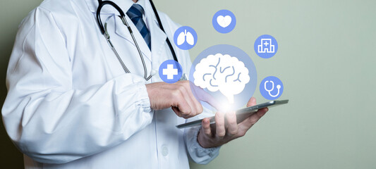 Mental health. Diagnosis and treatment of mental and degenerative brain diseases. Doctor checks...