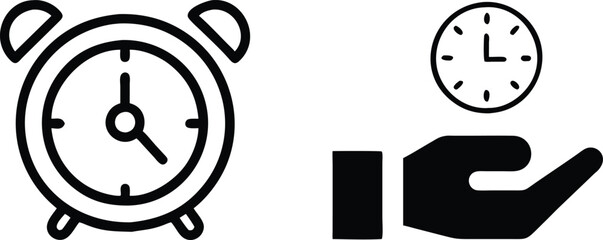 Save time icon set, clock icon, vector illustration and flat design.