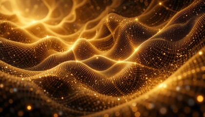 Golden particles flowing, abstract background, luxury design