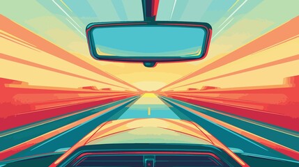 Car Rear View Mirror Vector Illustration Flat