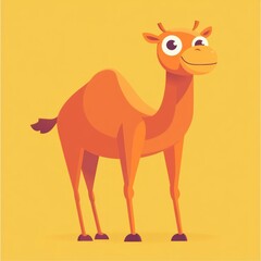 Happy camel cartoon, desert background, illustration, children's book
