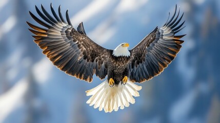 Obraz premium Majestic Bald Eagle in Powerful Flight