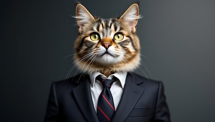 Sophisticated Cat in a Business Suit: A Playful Portrait