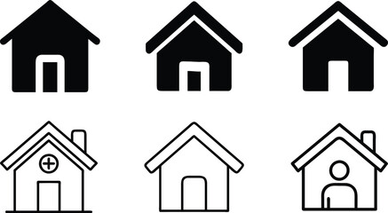 Home icon set. Home outline. Vector illustration.