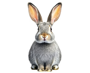 Obraz premium [Transparent Background PNG]Adorable Gray Rabbit Portrait