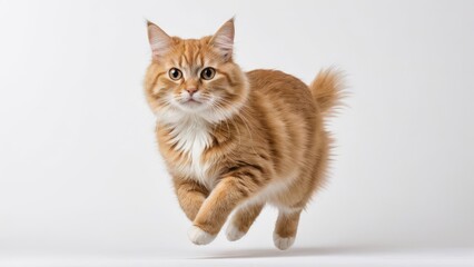 Fawn british longhair cat on grey background