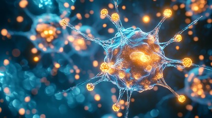 Obraz premium Microscopic View of Virus Cell Nanostructure Infectious Disease 3D Render Medical Science