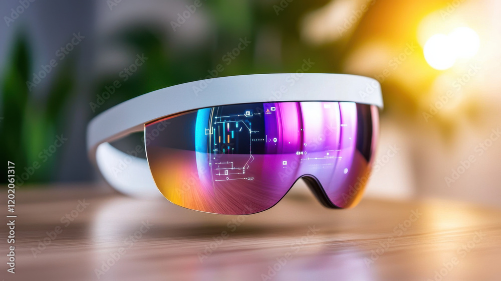 Poster futuristic wearable technology glasses with sleek design and digital interface. ideal for augmented 