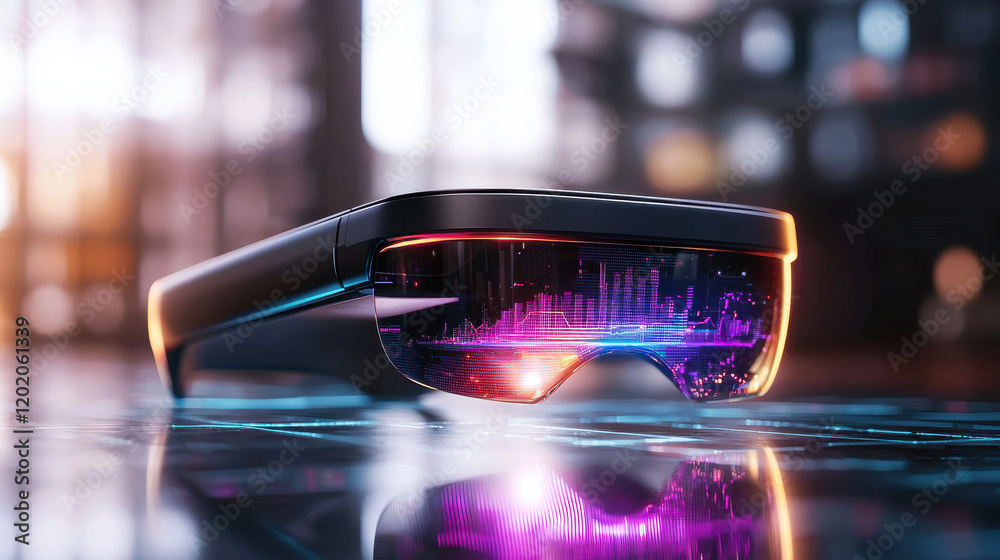 Aufkleber futuristic smart glasses with vibrant digital display and reflections. ideal for technology enthusia