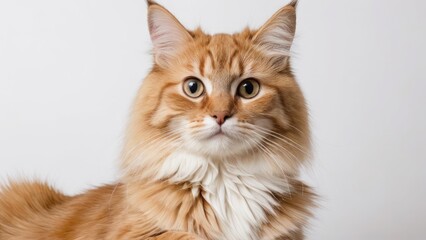 Fototapeta premium Portrait of Fawn british longhair cat on grey background