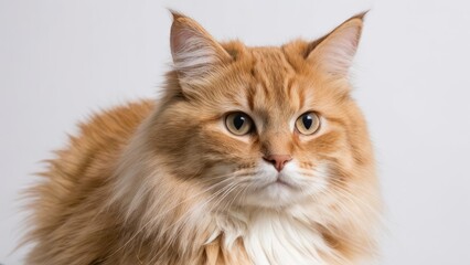 Portrait of Fawn british longhair cat on grey background