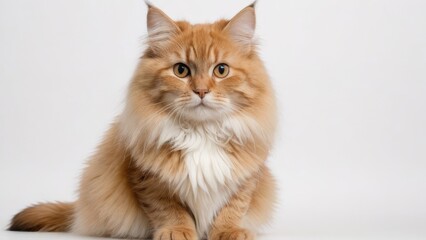 Portrait of Fawn british longhair cat on grey background