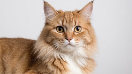 Obraz premium Portrait of Fawn british longhair cat on grey background