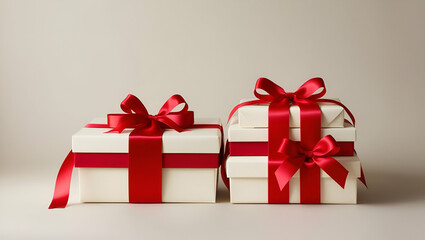 Obraz premium gift box with red ribbon on white background