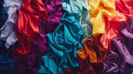 Colorful Fabric Pile A Rainbow of Textured Textiles