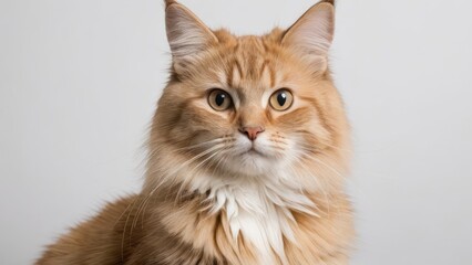 Obraz premium Portrait of Fawn british longhair cat on grey background