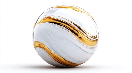 Fototapeta premium A mesmerizing wavy marble sphere featuring a rich combination of gold and white tones, offering a sense of luxury and modern aesthetics suitable for any decor.
