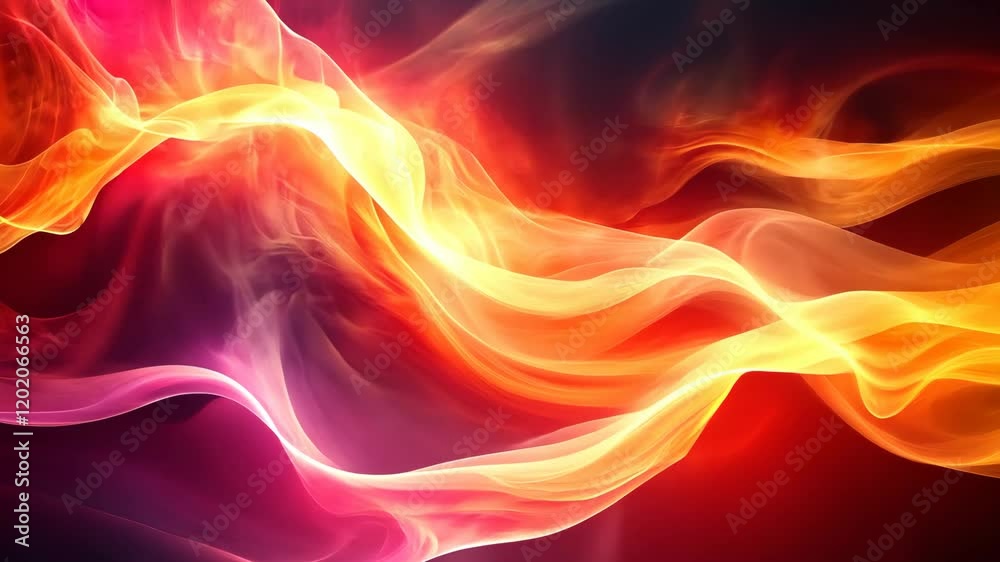 Poster vibrant abstract swirls of fiery colors create a dynamic visual experience in a dark backdrop