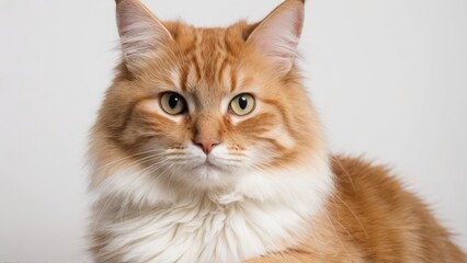 Obraz premium Portrait of Fawn british longhair cat on grey background