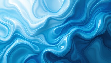 Serene Blue Liquid Abstract: Swirling, Glossy, Fluid Art