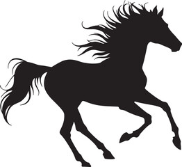 Black silhouette of horse isolated vector illustration on white and transparent background