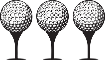 A set of a Golf ball silhouette and vector illustration design.