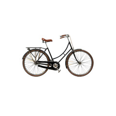 Obraz premium Vintage Bicycle: A classic black bicycle with a brown leather seat and a touch of gold accents on its spokes. Its timeless design exudes elegance and evokes a sense of nostalgia for simpler times. 