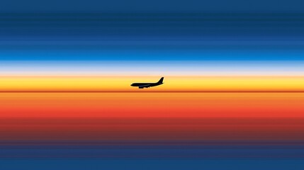 Fototapeta premium Airplane sunset flight horizon travel graphic design