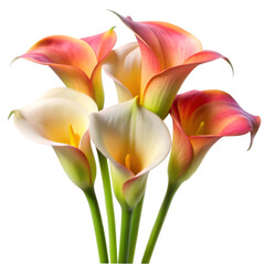 Fototapeta premium Group of calla lily isolated on transparent background