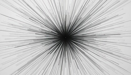 Abstract grayscale lines converging, radiating, white background, data visualization, website header