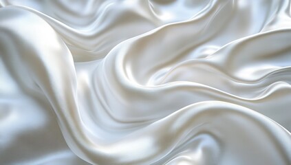 Obraz premium Smooth and Shimmering White Satin Fabric Perfect for Elegant Textiles, Draping, Fashion Design, and Luxurious Home Decor Accents in Natural Light