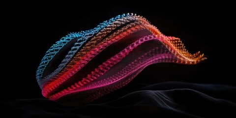 Obraz premium Colorful abstract waveform with dynamic lighting on black background