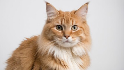 Portrait of Fawn british longhair cat on grey background