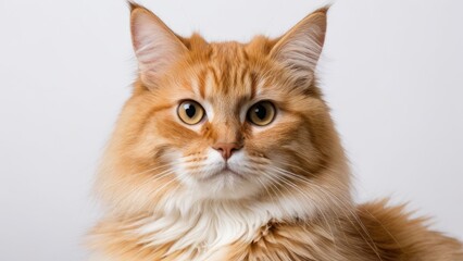 Portrait of Fawn british longhair cat on grey background