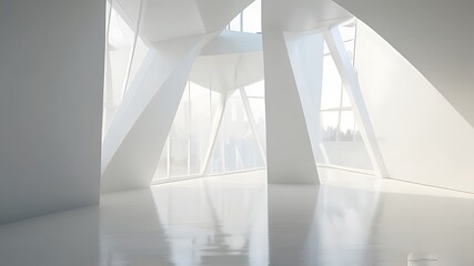 Obraz premium Minimalistic futuristic triangle corridor with sleek lines and glowing neon accents