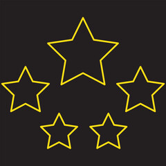 Star icon. Vector yellow isolated five stars. Customer feedback concept. Vector 5 stars rating review. Quality shape design.