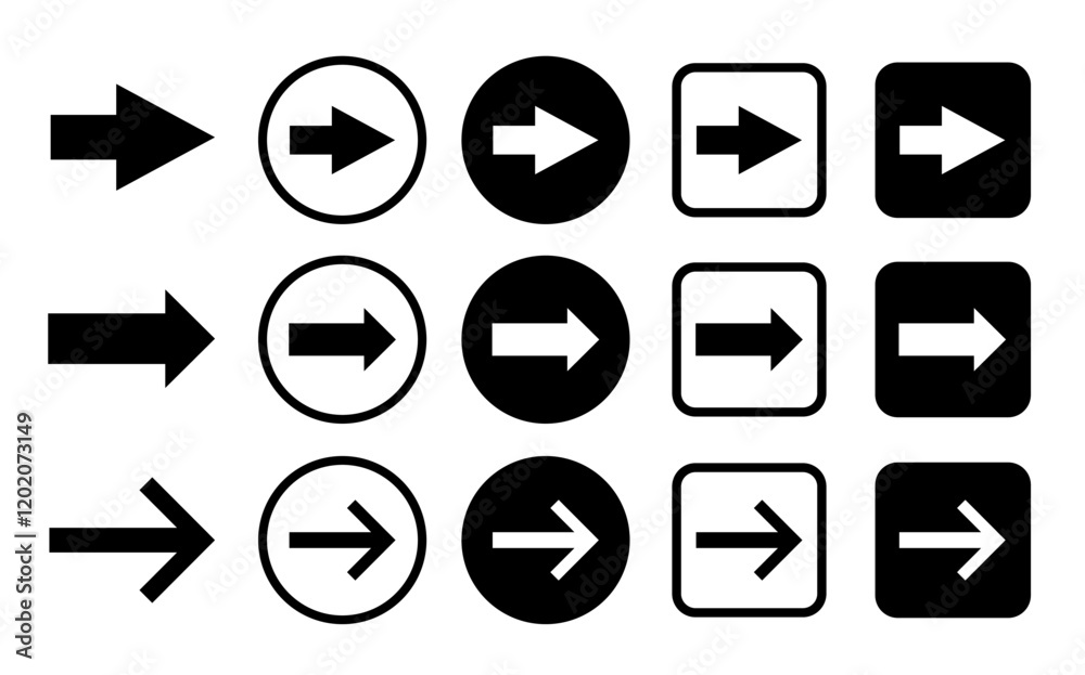 Wall mural arrow icon. modern simple arrows. collection different arrows on flat style for web design or interf