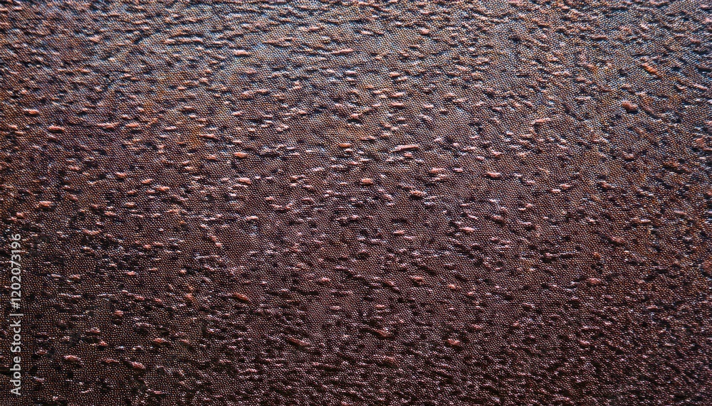Aufkleber close-up of textured dark brown metallic surface with fine ripples and glossy reflections, ideal for