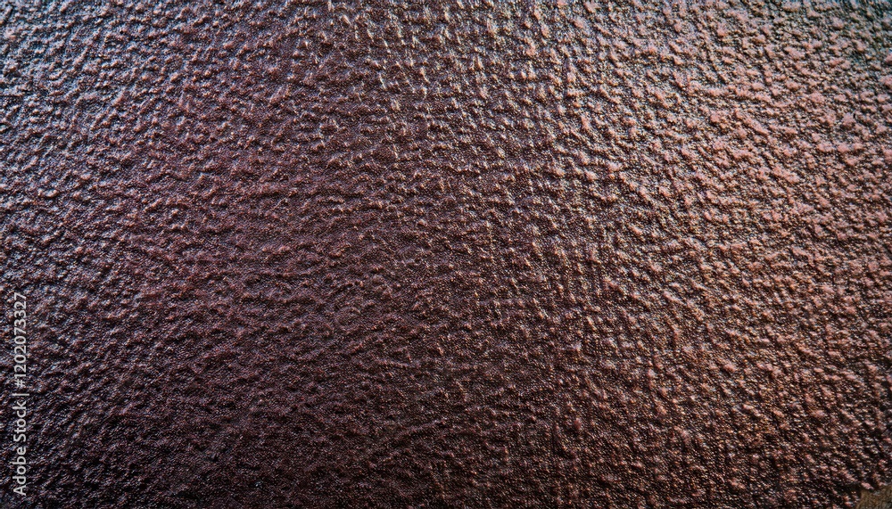 Poster close-up of textured dark brown metallic surface with fine ripples and glossy reflections, ideal for abstract background or design templates

