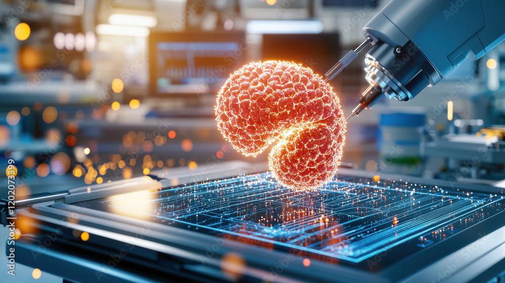 Aufkleber high resolution 3d representation of human organ being analyzed in laboratory setting, showcasing ad