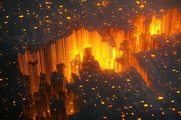 Obraz premium Glowing Cityscape Deep Within Molten Earth
