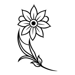 Minimalist Corner Flower Design Silhouette Vector Isolated on Transparent Background