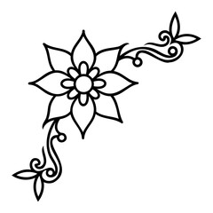 High-Quality Corner Flower Silhouette Vector isolated on a Transparent Background