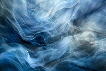 Obraz premium Smoke-Like Abstract Flow in Blue and White. AI generative