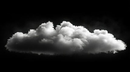 Single cloud, dark background, isolated, design element