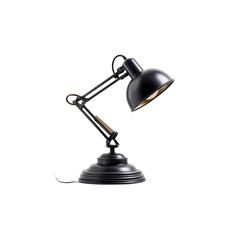 Black Metal Desk Lamp: A stylish and functional black metal desk lamp with adjustable arm and wooden accents, perfect for adding a touch of industrial chic to any workspace.  